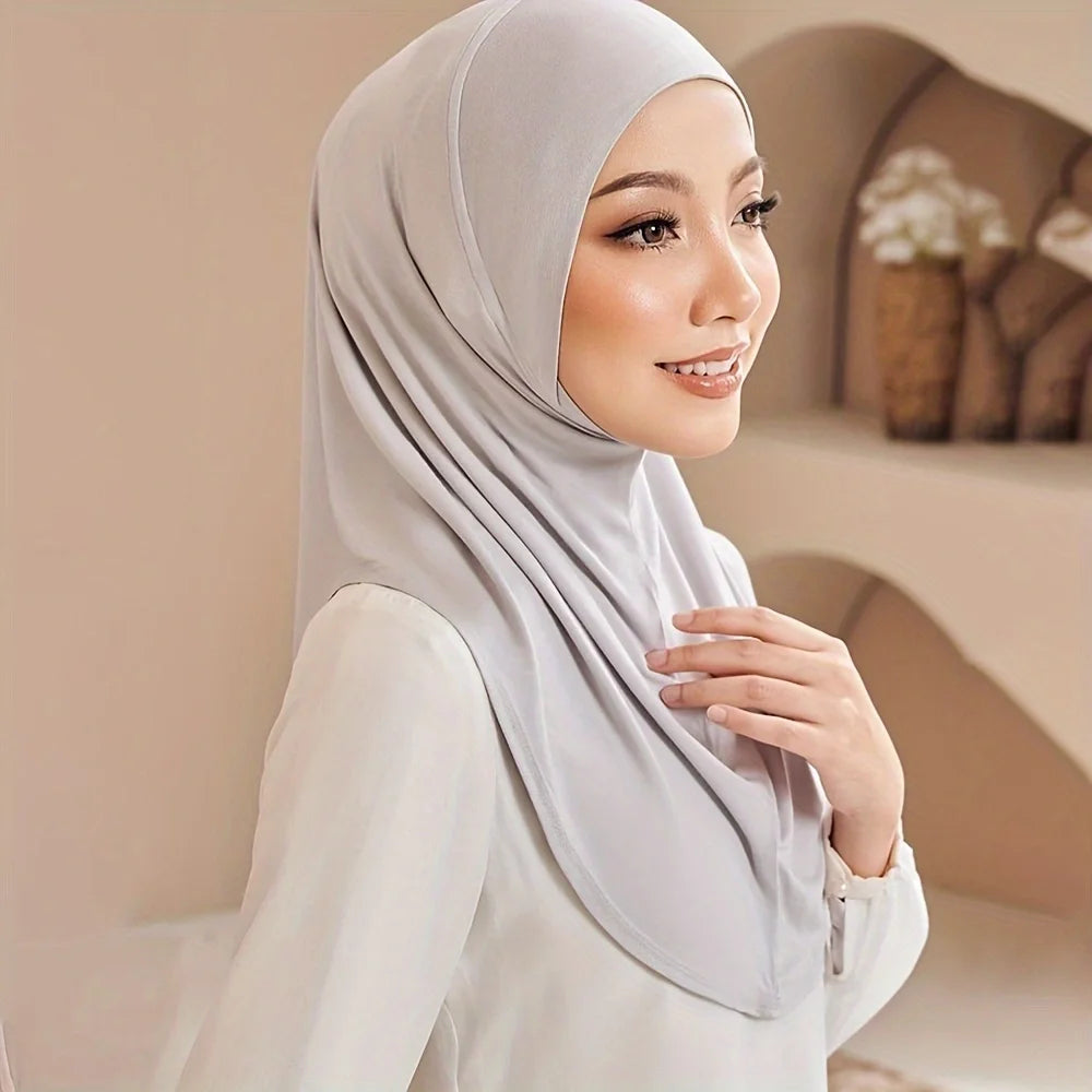 Hijab Femme Prêt-à-Porter – Foulard Sport en Jersey Extensible Style Malaisie