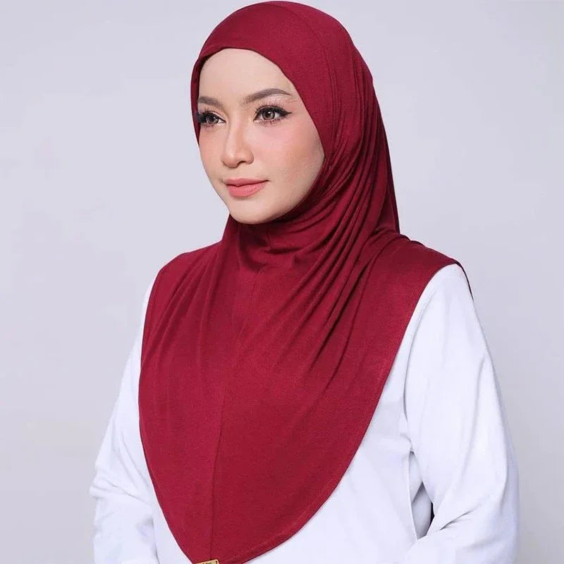 Hijab Femme Prêt-à-Porter – Foulard Sport en Jersey Extensible Style Malaisie