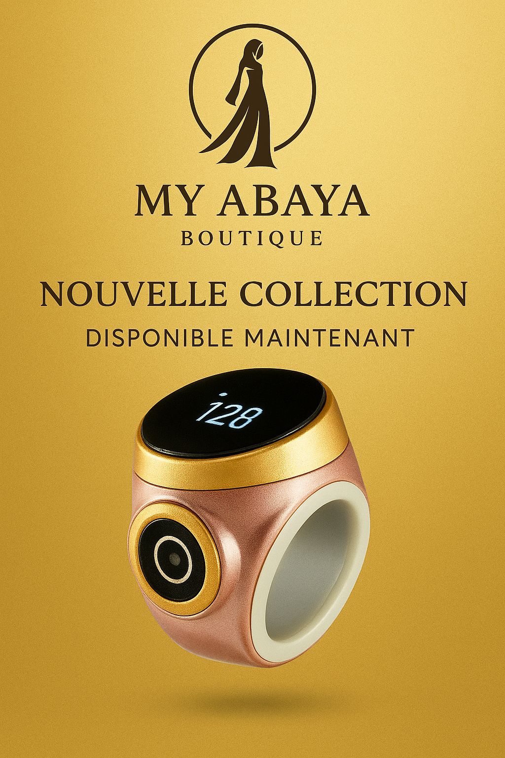 Compteur numérique de Tasbih avec fonction Bluetooth, rappel des heures de prière et connexion à une application Qibla.