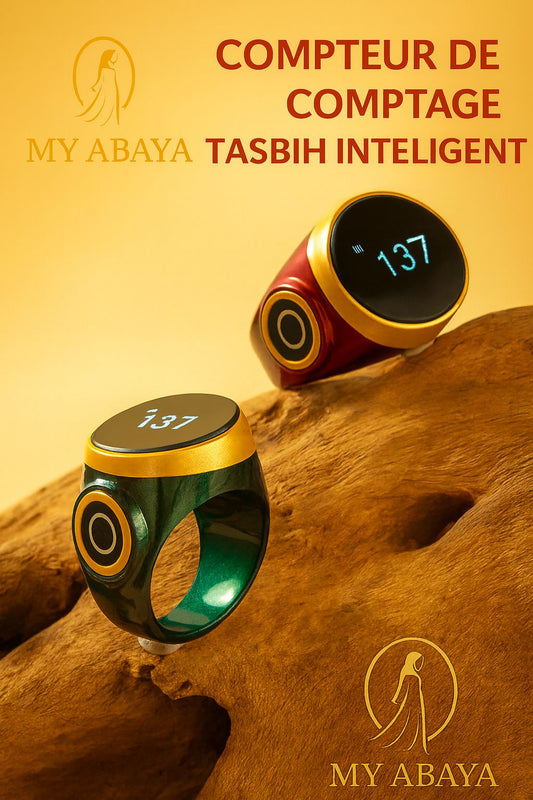 Compteur numérique de Tasbih avec fonction Bluetooth, rappel des heures de prière et connexion à une application Qibla.